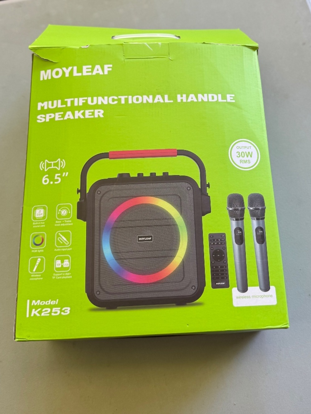 MOYLEAF K253 Portable Karaoke Speaker with 2 Wireless Microphones